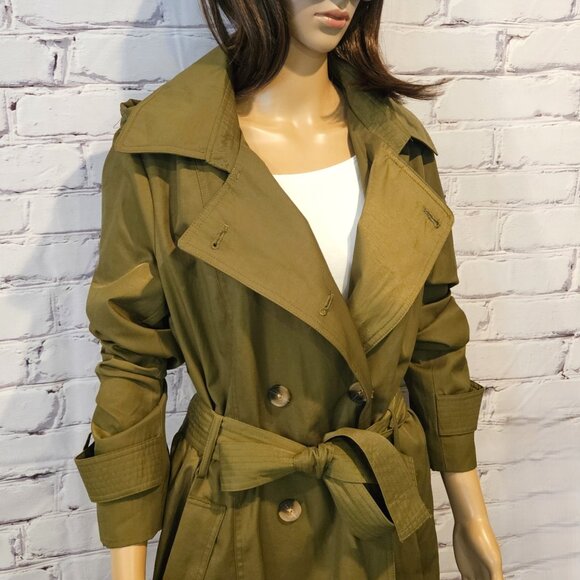RACHEL ZOE - Olive green maxi hooded trench coat - Picture 6 of 14